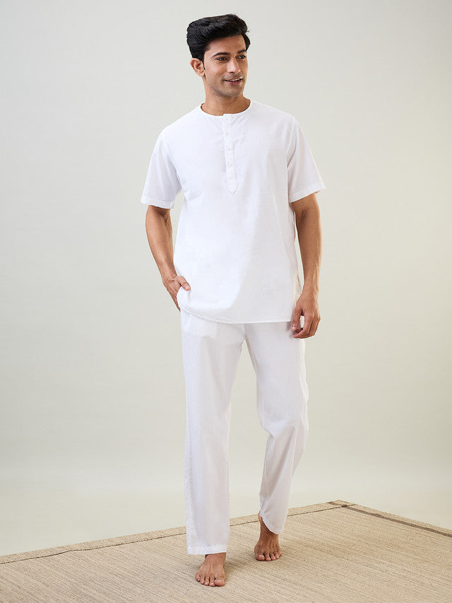 Pajama Sets White Pajama For Men Men's Jacquard Cotton Pyjamas