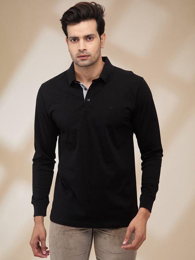 Colorplus Men Black Solid Regular Fit Cotton T-Shirt