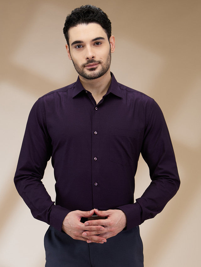 Park Avenue Men Purple Structure Slim Fit Cotton Formal Shirt