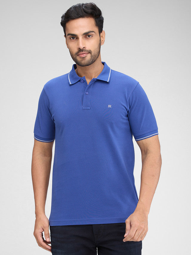 Raymond Blue Solid Modern Fit Half Sleeve Cotton T-Shirt – MyRaymond