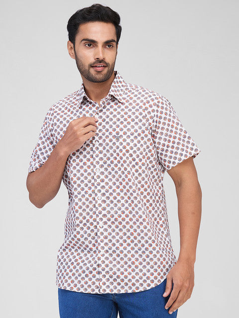 Raymond Men Brown Printed Regular Fit Cotton Blend Casual Shirts