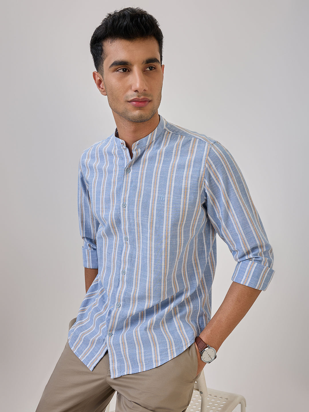 Casual Shirt Raymond Denim Shirt Raymond Men Blue Stripe Regular