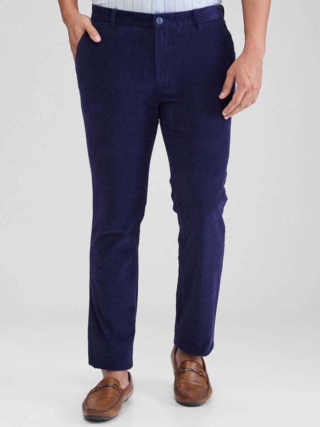 Raymond Blue Solid Slim Fit Cotton Blend Trouser – MyRaymond