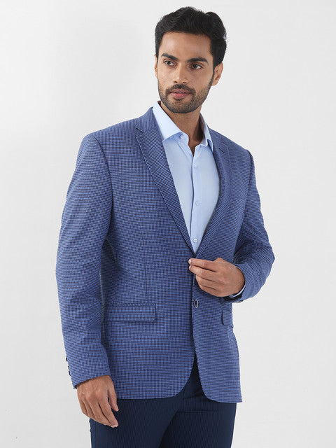 Raymond Men Blue Checks Regular Fit Polyester Blend Blazer – MyRaymond