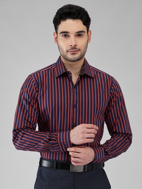 Raymond Men Orange Stripe Slim Fit Cotton Formal Shirts – MyRaymond