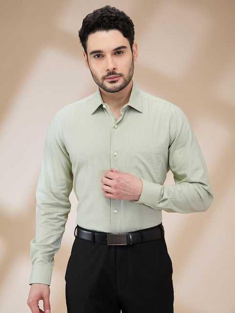 Raymond Men Green Structured Contemporary Fit Cotton Formal Shirts