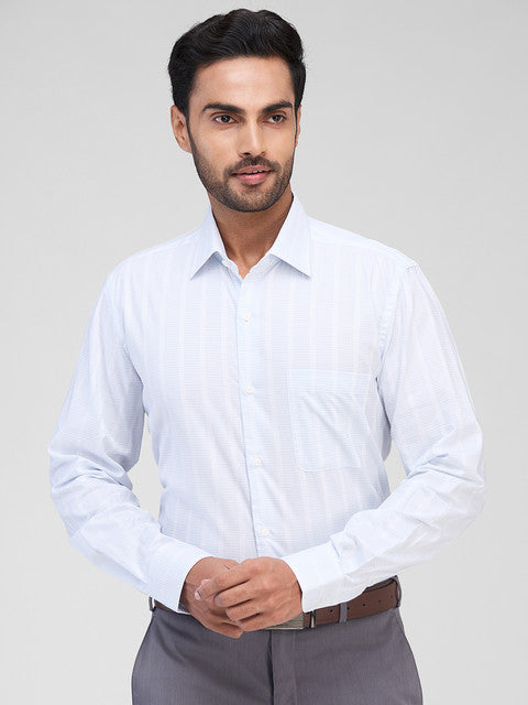 Raymond Men Blue Contemporary Fit Checks Formal Shirt – MyRaymond
