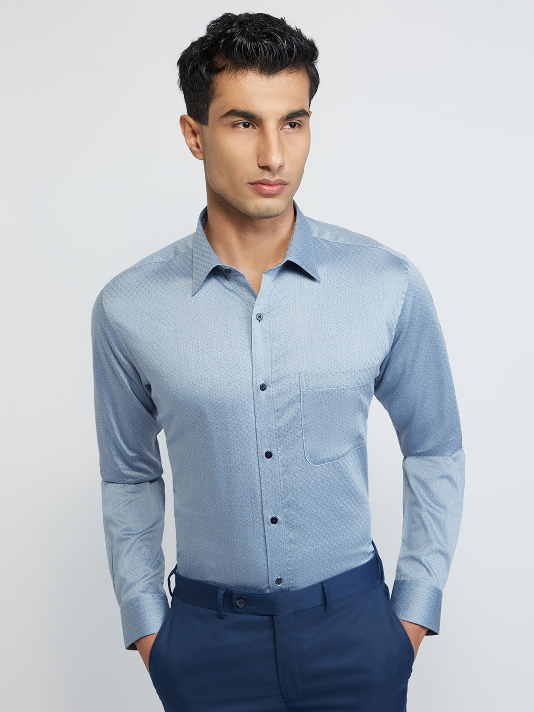 Raymond Men Blue Structure Slim Fit Cotton Shirt – MyRaymond
