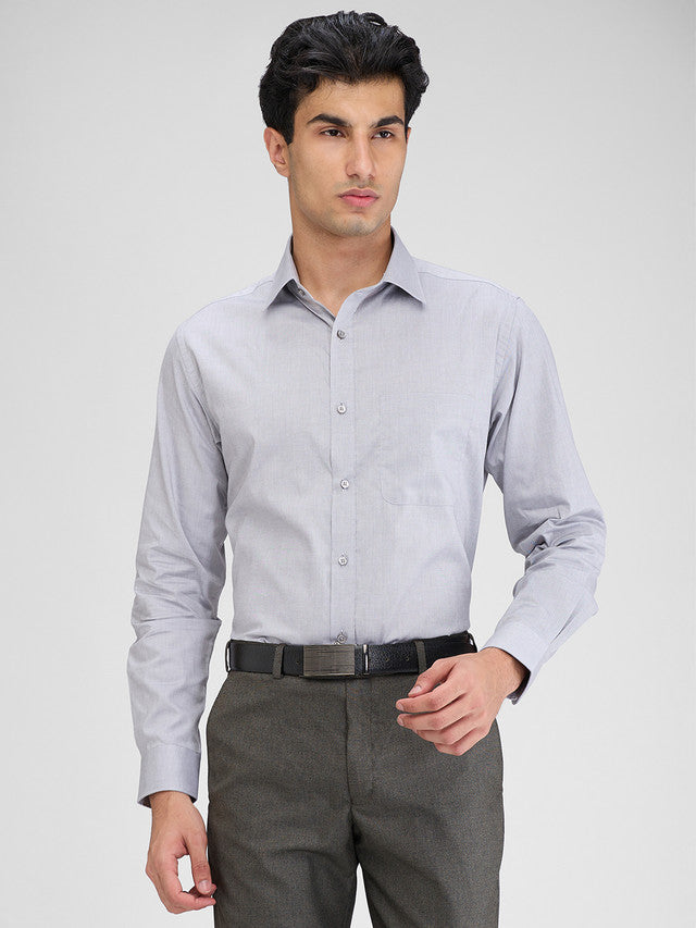 Men's Grey Solid Slim Fit Cotton Shirt