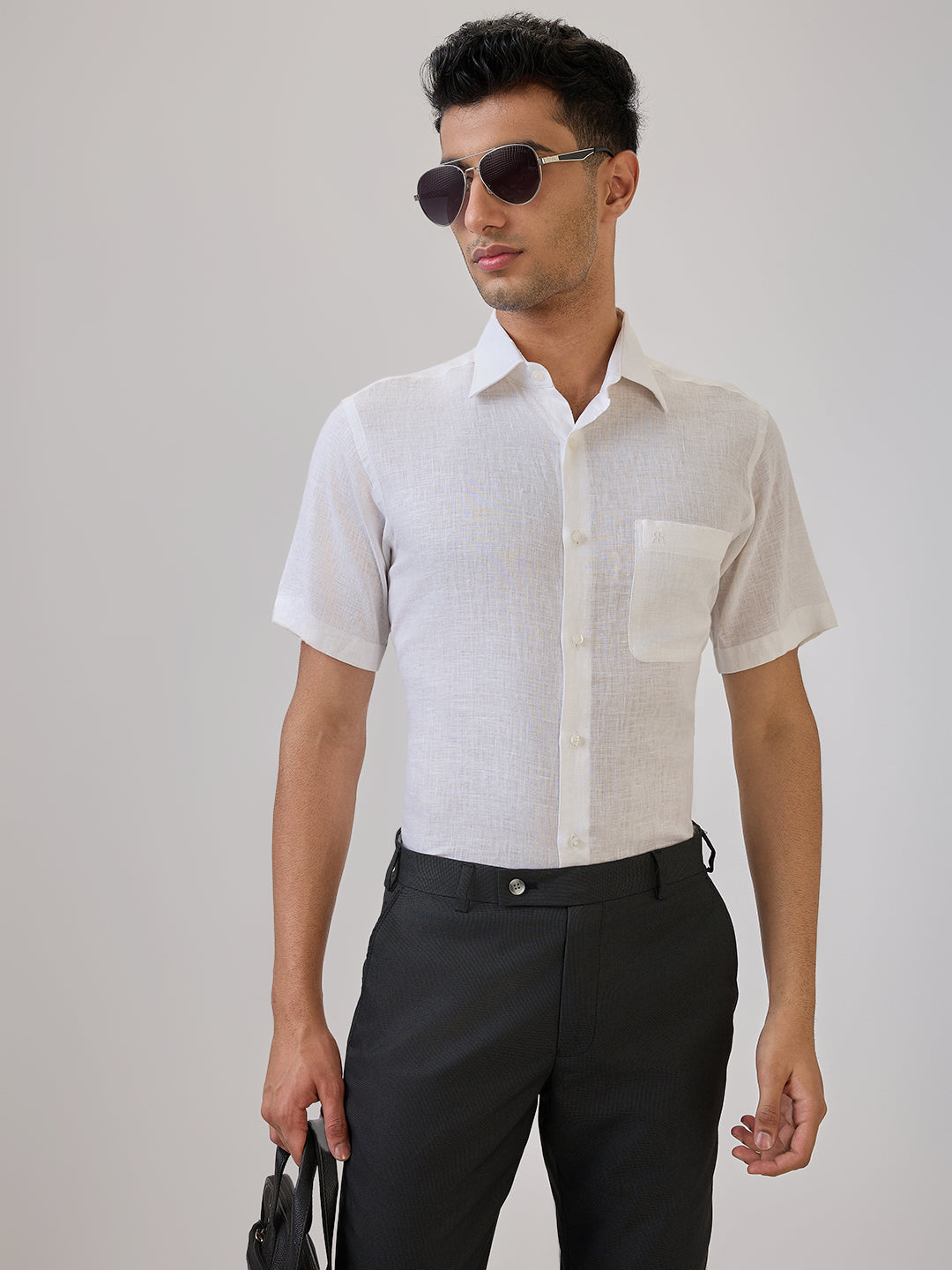 Raymond Men White Chambray Regular Fit Linen Formal Shirt – MyRaymond