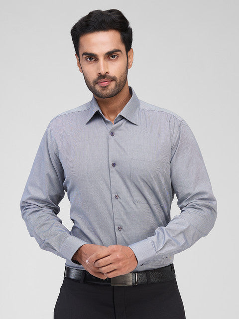 Raymond Men Grey Structured Contemporary Fit Cotton Formal Shirts