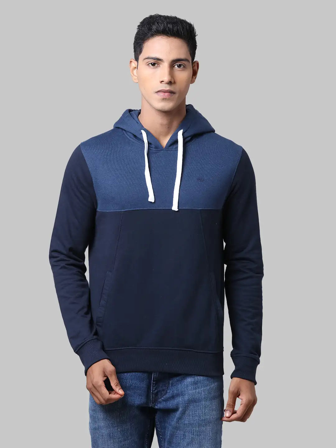 Men Blue Slim Fit Print Cotton Polyester Blend Sweatshirts MyRaymond