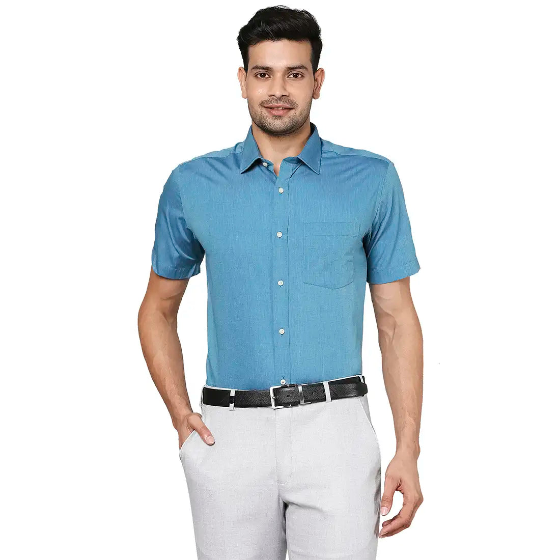 Green Cotton Full Sleeves Shirts For Men-Mmf029