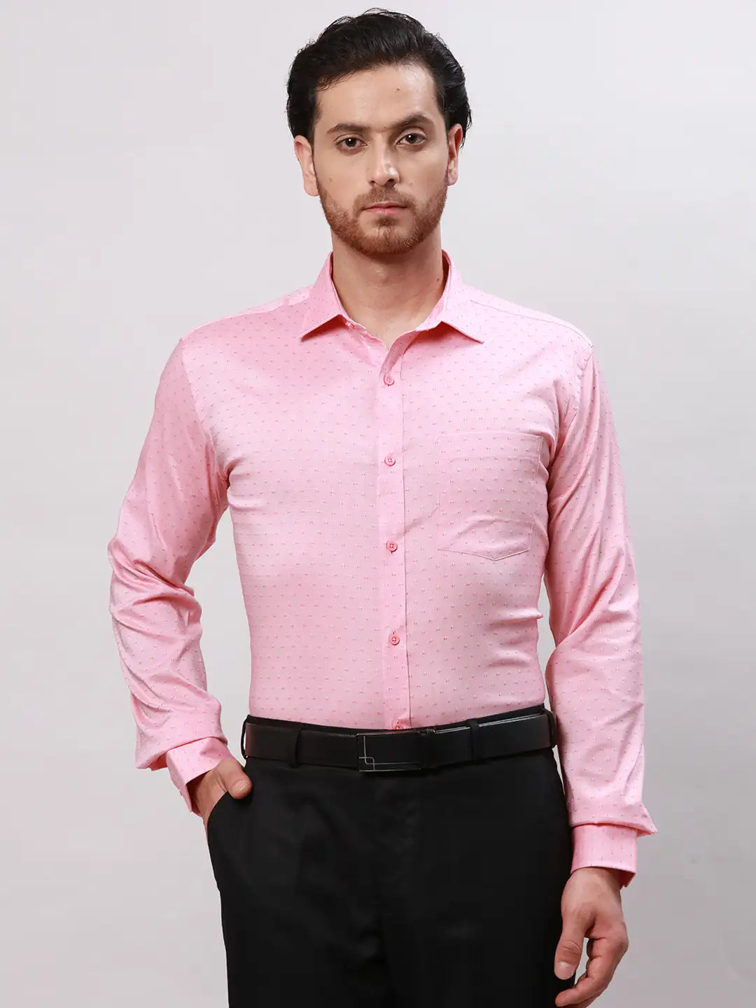 Park Avenue Men Pink Dobby Slim Fit Lyocell Blend Formal Shirt MyRaymond