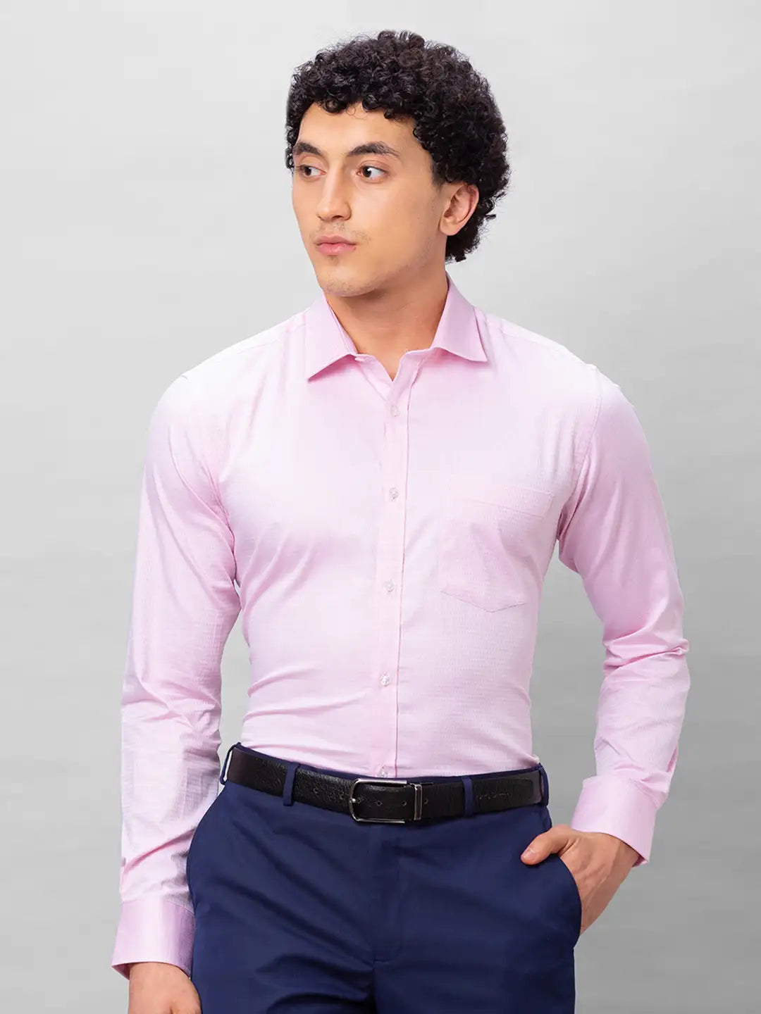 Park Avenue Men Pink Structured Slim Fit Cotton Formal Shirt MyRaymond