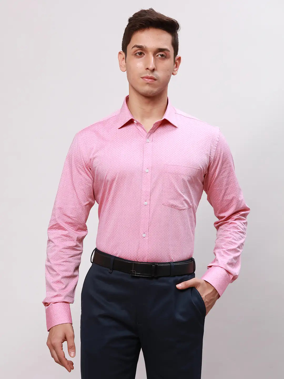 Park Avenue Men Pink Structured Slim Fit Cotton Formal Shirt MyRaymond