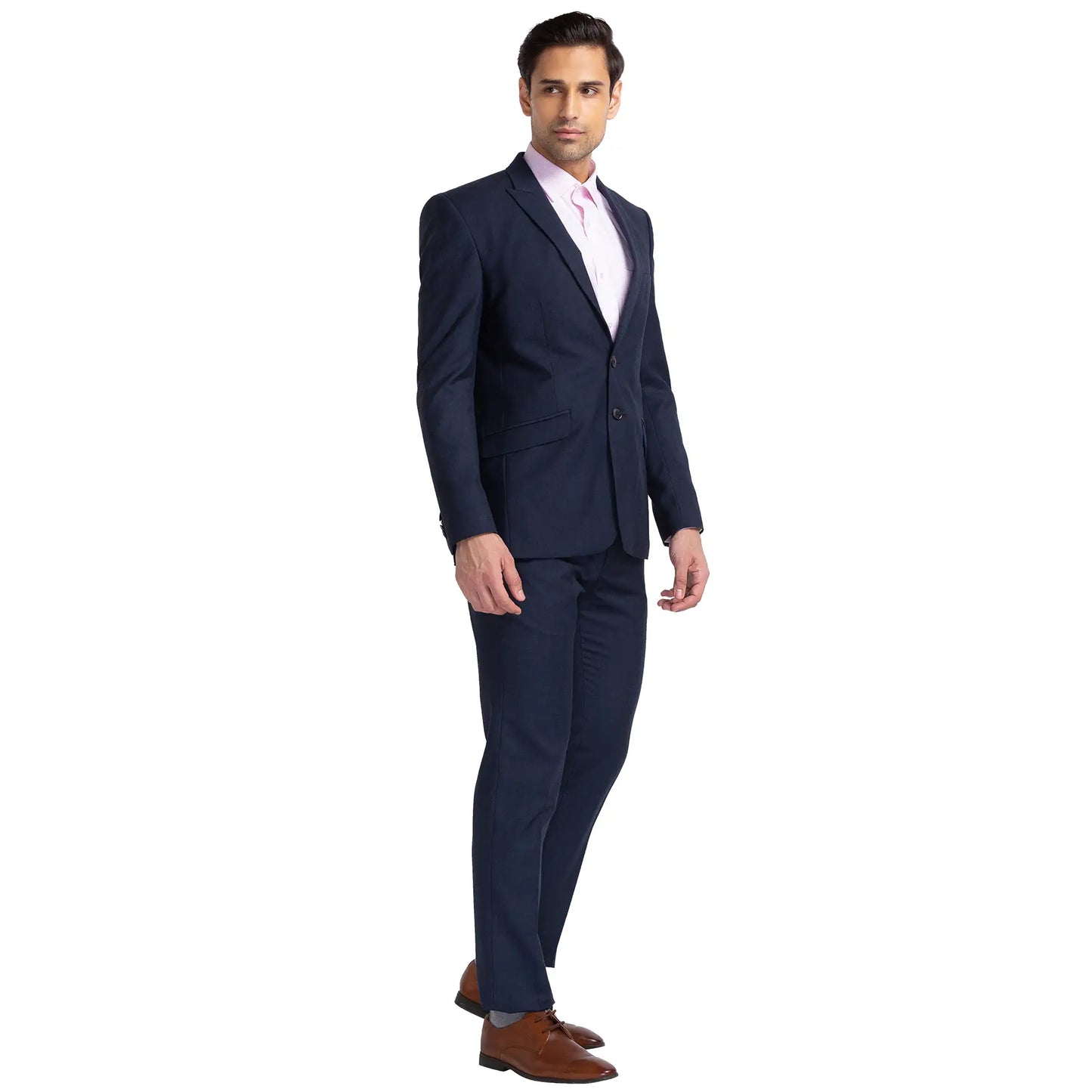 Men Regular Fit Blue Suit