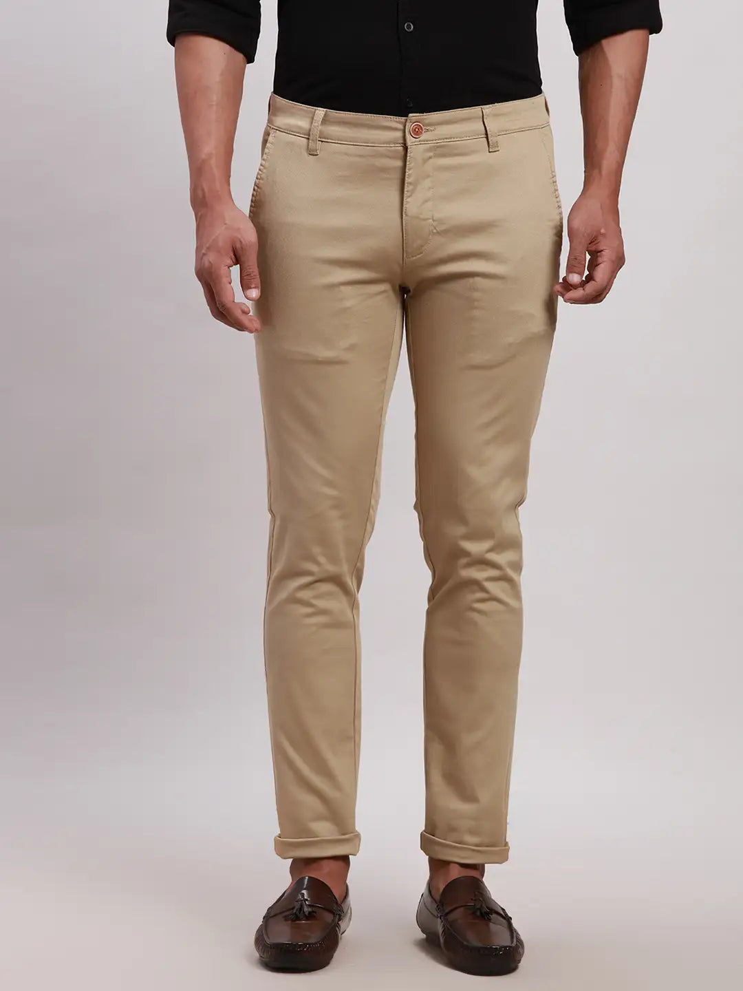 Parx Men Khaki Super Slim Fit Solid Cotton Blend Trousers – MyRaymond
