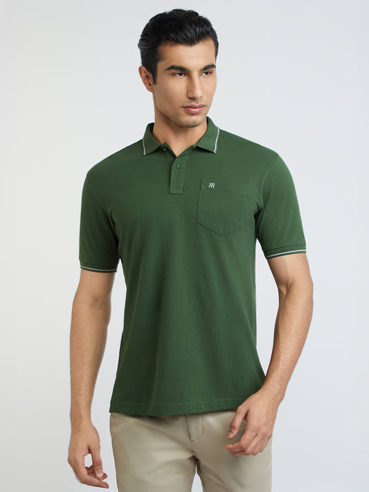 Raymond Green Solid Modern Fit Cotton T-Shirt