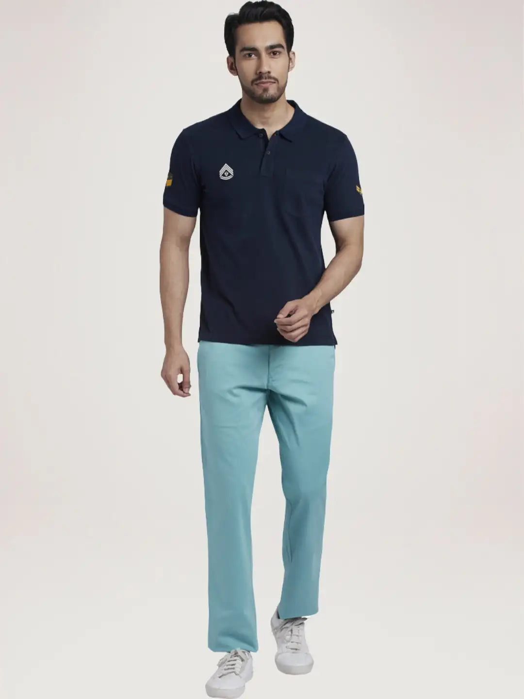 Parx Men Blue Solid Regular Fit Casual Polo