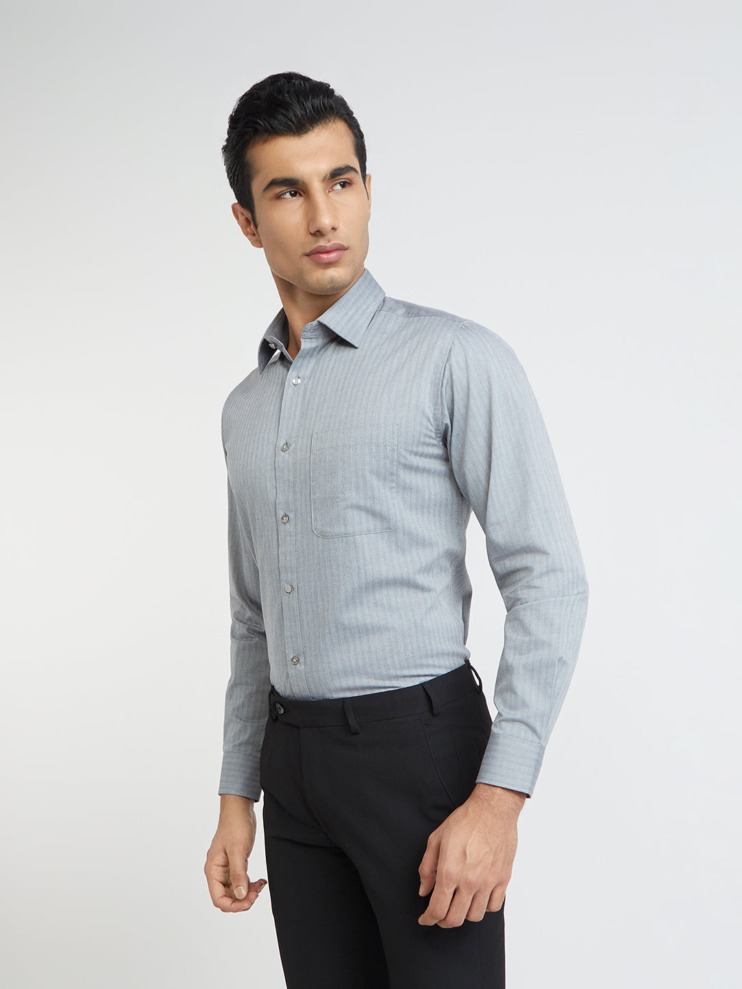 Raymond Men Grey Slim Fit Solid Formal Shirt – MyRaymond