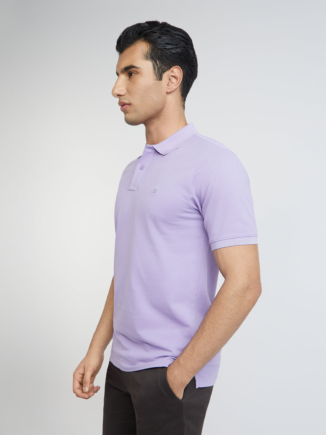 Raymond Purple Solid Modern Fit Half Sleeve Cotton T-Shirt