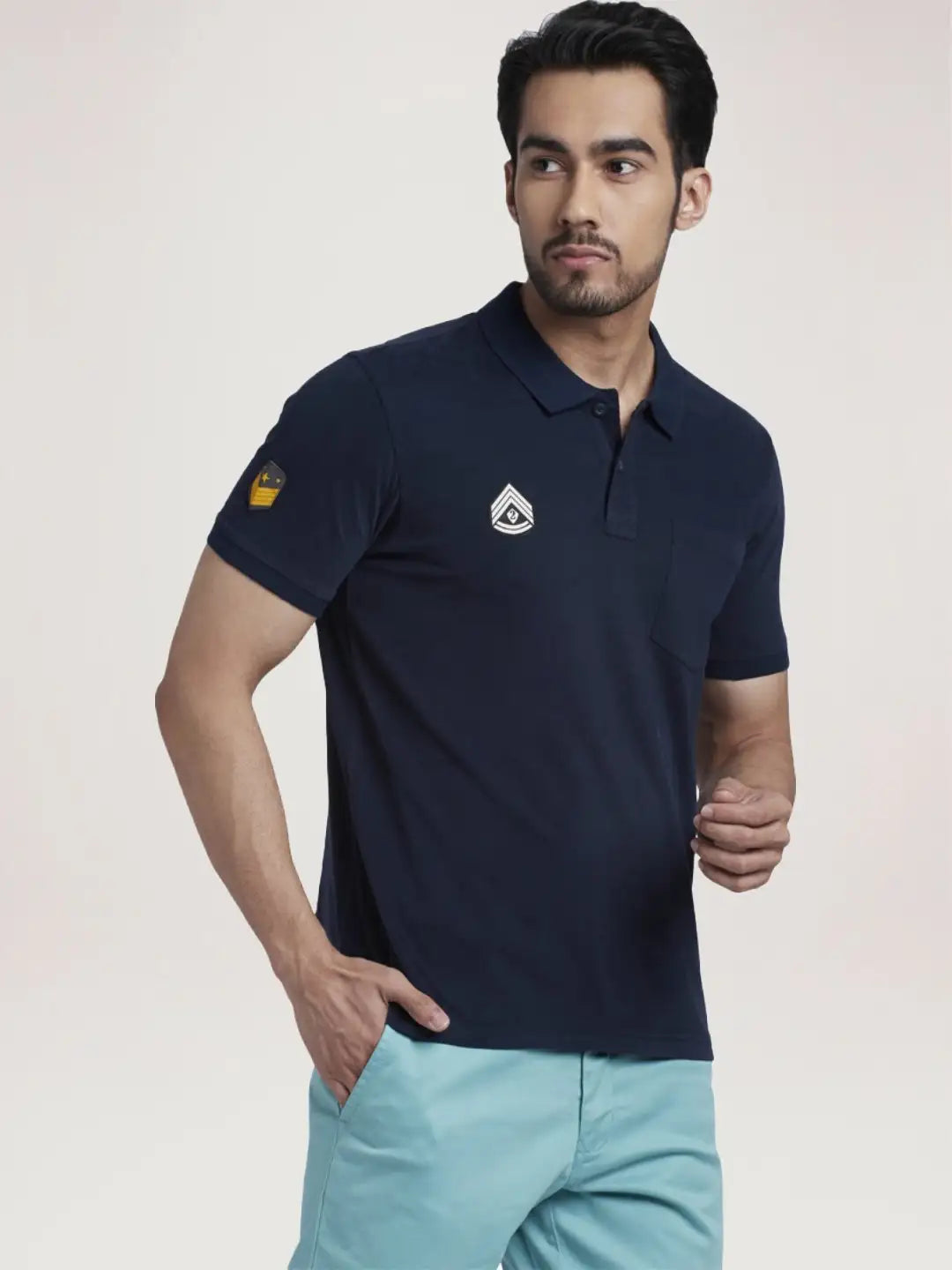 Parx Men Blue Solid Regular Fit Casual Polo