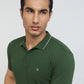 Raymond Men Green Contemporary Fit Solid T-Shirt