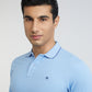 Raymond Blue Solid Modern Fit Half Sleeve Cotton T-Shirt