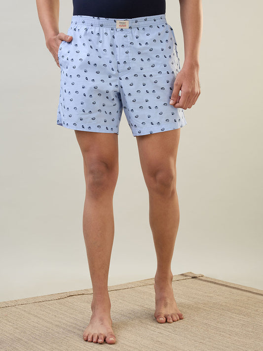 Sleepz Men Blue Print Regular Fit Cotton Boxer