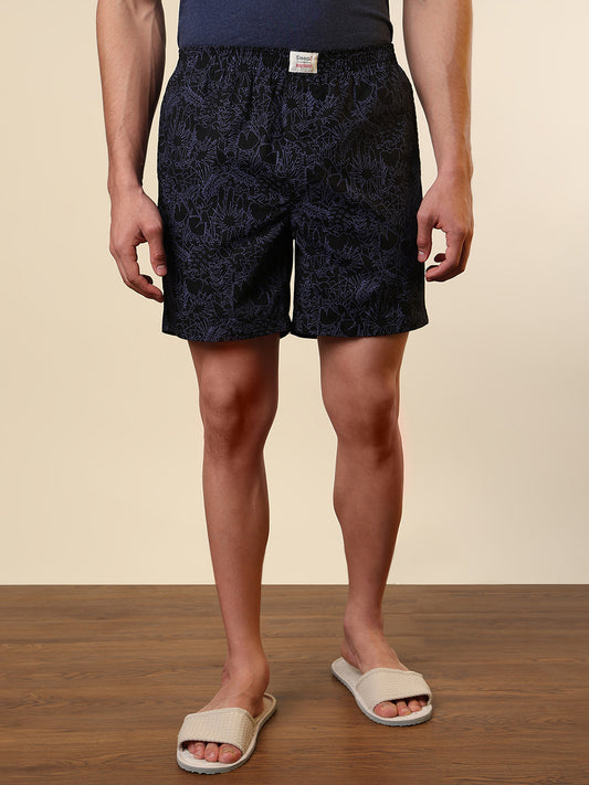 Sleepz Men Black Printed Regular Fit Cotton Boxer
