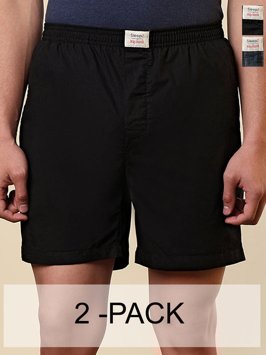 Sleepz Men Multi-Colour Solid Regular Fit Cotton Boxer