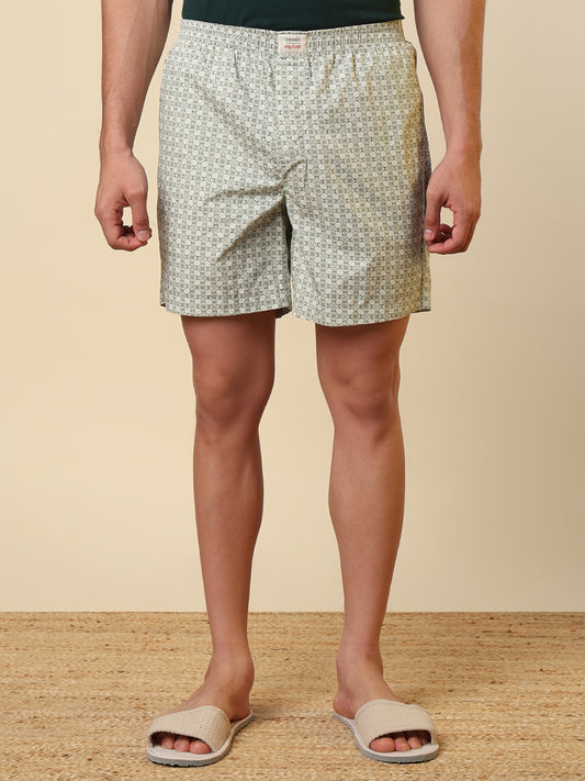 Sleepz Men Green Printed Regular Fit Cotton Boxer