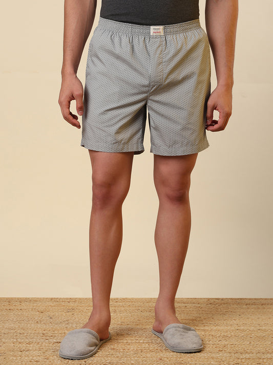 Sleepz Men Grey Printed Regular Fit Cotton Boxer