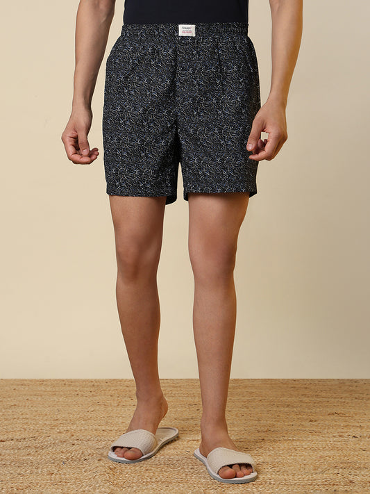 Sleepz Men Black Printed Regular Fit Cotton Boxer