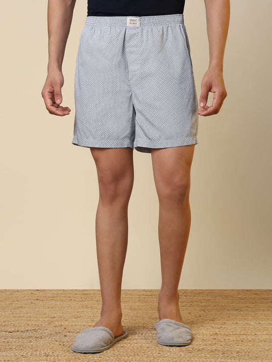 Sleepz Men White Printed Regular Fit Cotton Boxer