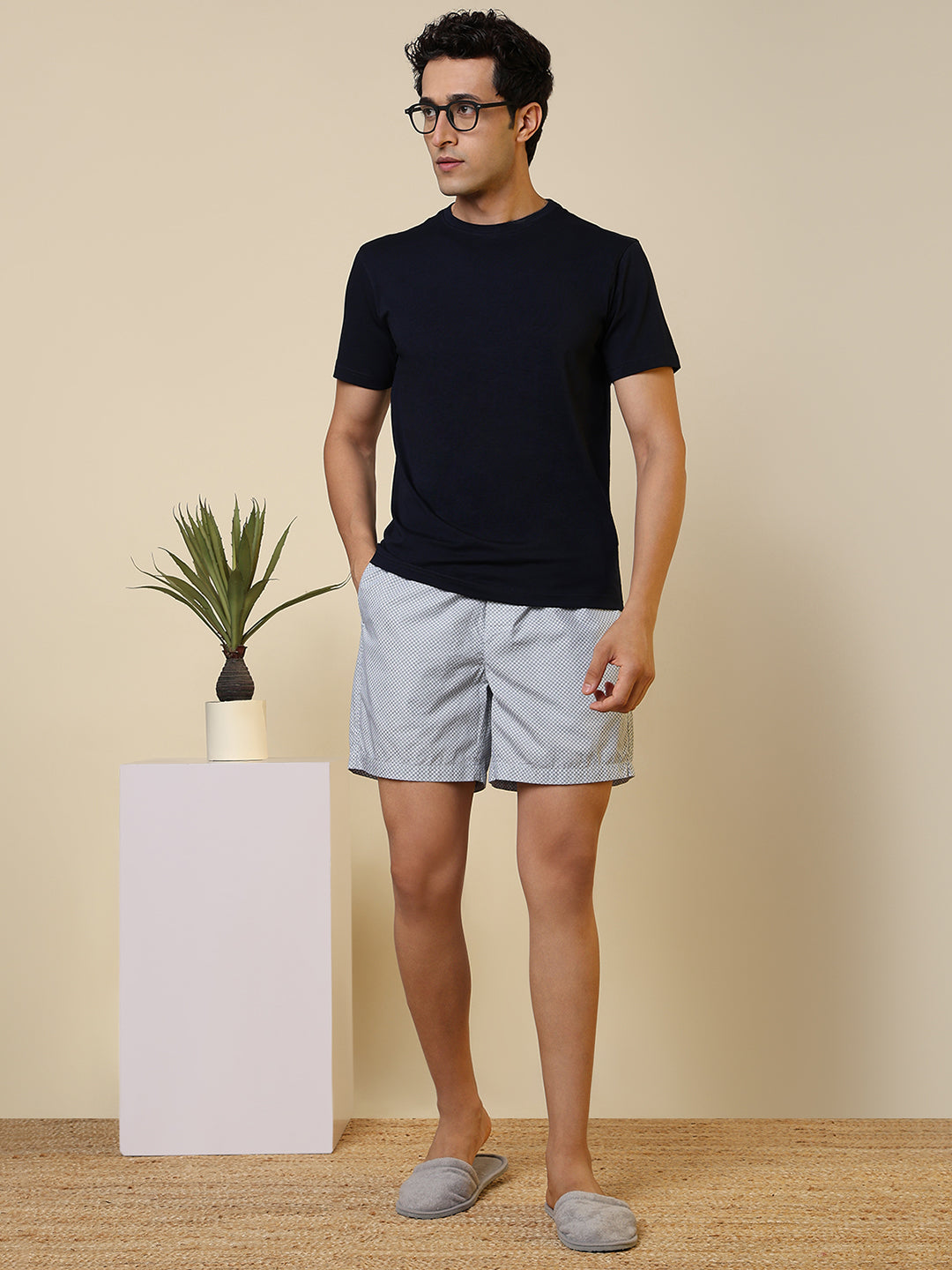 Sleepz Men White Printed Regular Fit Cotton Boxer
