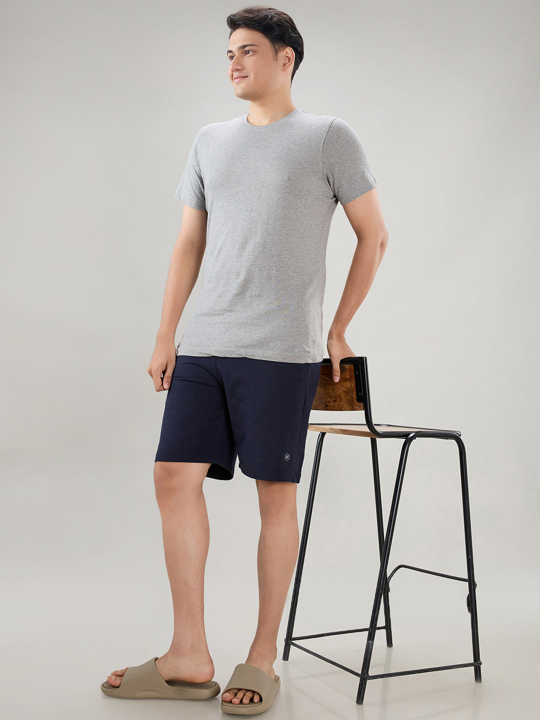 Sleepz Men Blue Regular Fit Solid Shorts