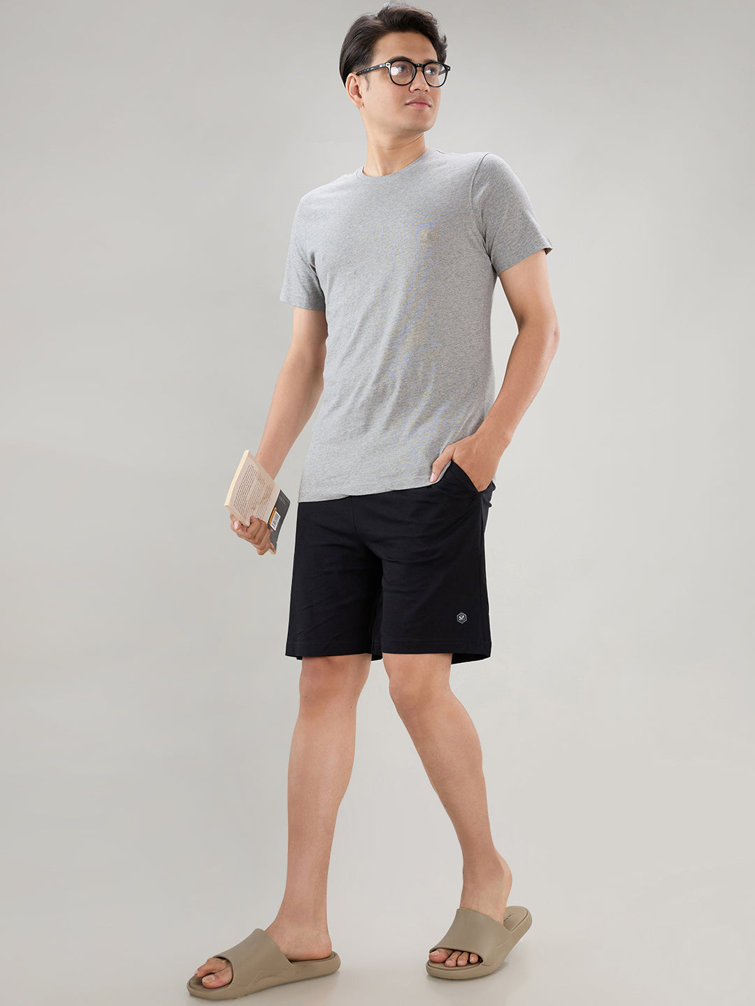 Sleepz Men Black Regular Fit Solid Shorts