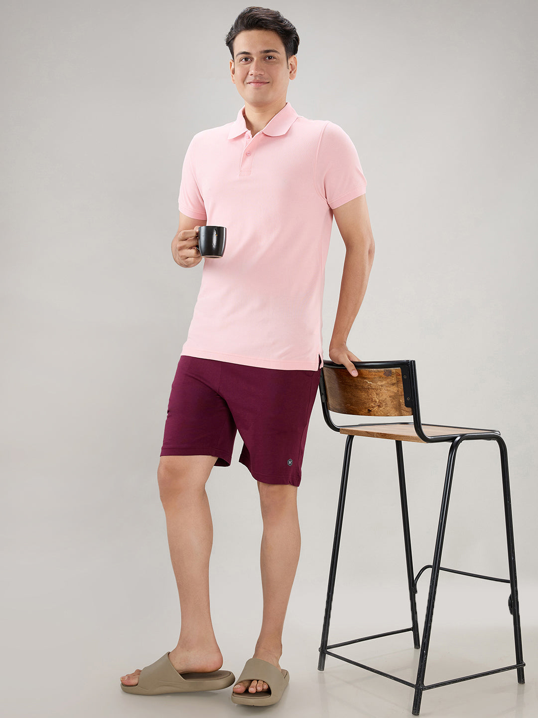Sleepz Men Maroon Regular Fit Solid Shorts