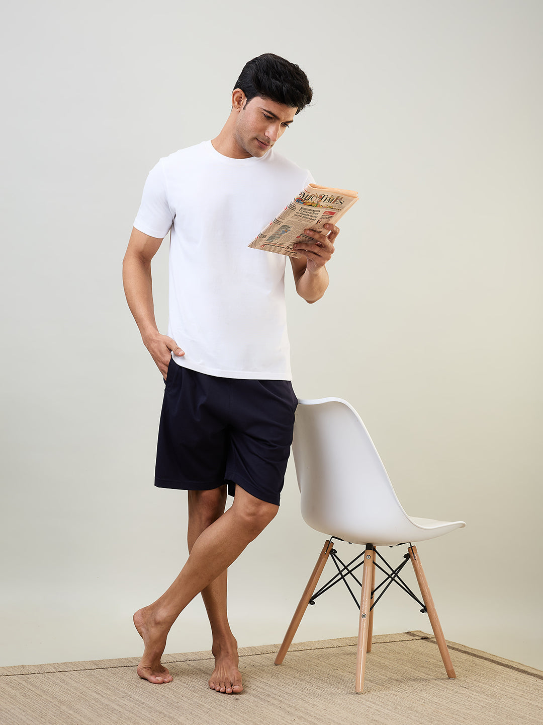 Sleepz Men Blue Regular Fit Solid Shorts