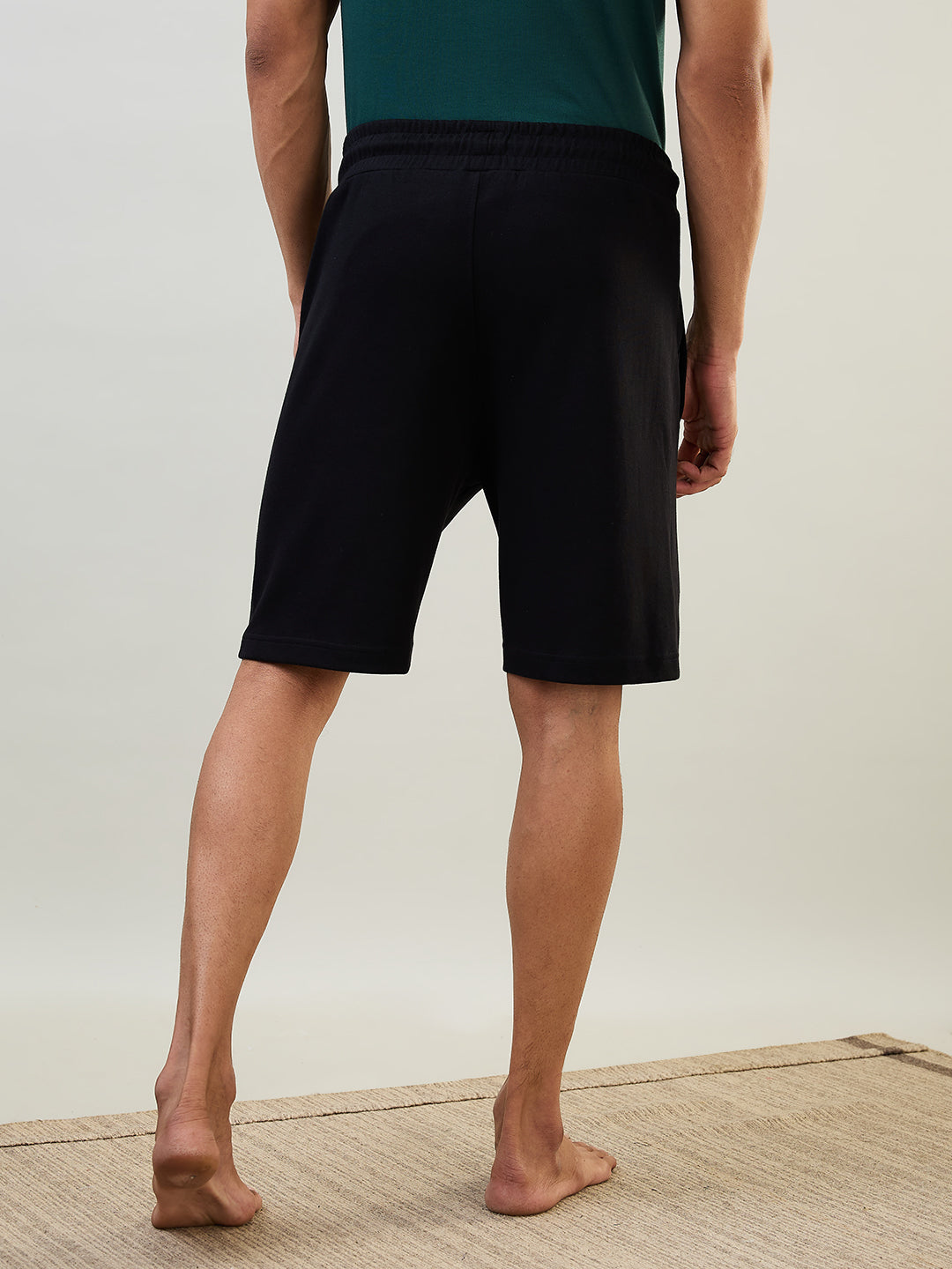 Sleepz Men Black Regular Fit Solid Shorts