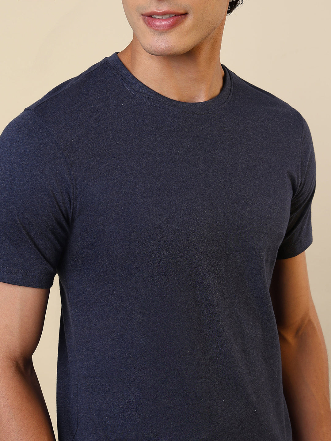 Sleepz Men Blue Solid Regular Fit Cotton T-Shirt