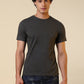 Sleepz Men Grey Regular Fit Solid Round Neck Collar T-Shirt