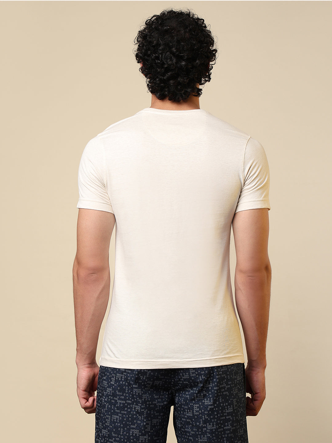 Sleepz Men White Regular Fit Solid Round Neck Collar T-Shirt