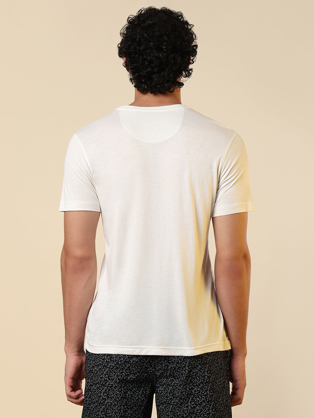 Sleepz Men White Regular Fit Solid Round Neck Collar T-Shirt