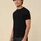 Sleepz Men Black Solid Regular Fit Cotton T-Shirt