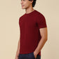 Sleepz Men Maroon Solid Regular Fit Cotton T-Shirt