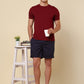Sleepz Men Maroon Solid Regular Fit Cotton T-Shirt