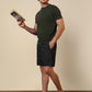 Sleepz Men Green Solid Regular Fit Cotton T-Shirt